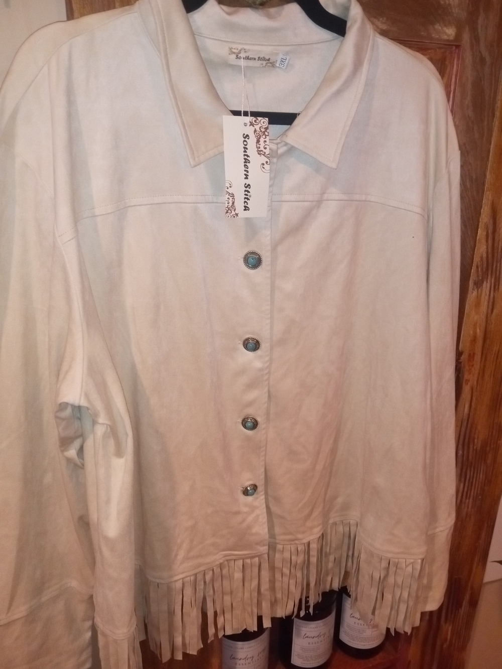 Southern Stitch Suede Fringe Jacket in Soft Cream
